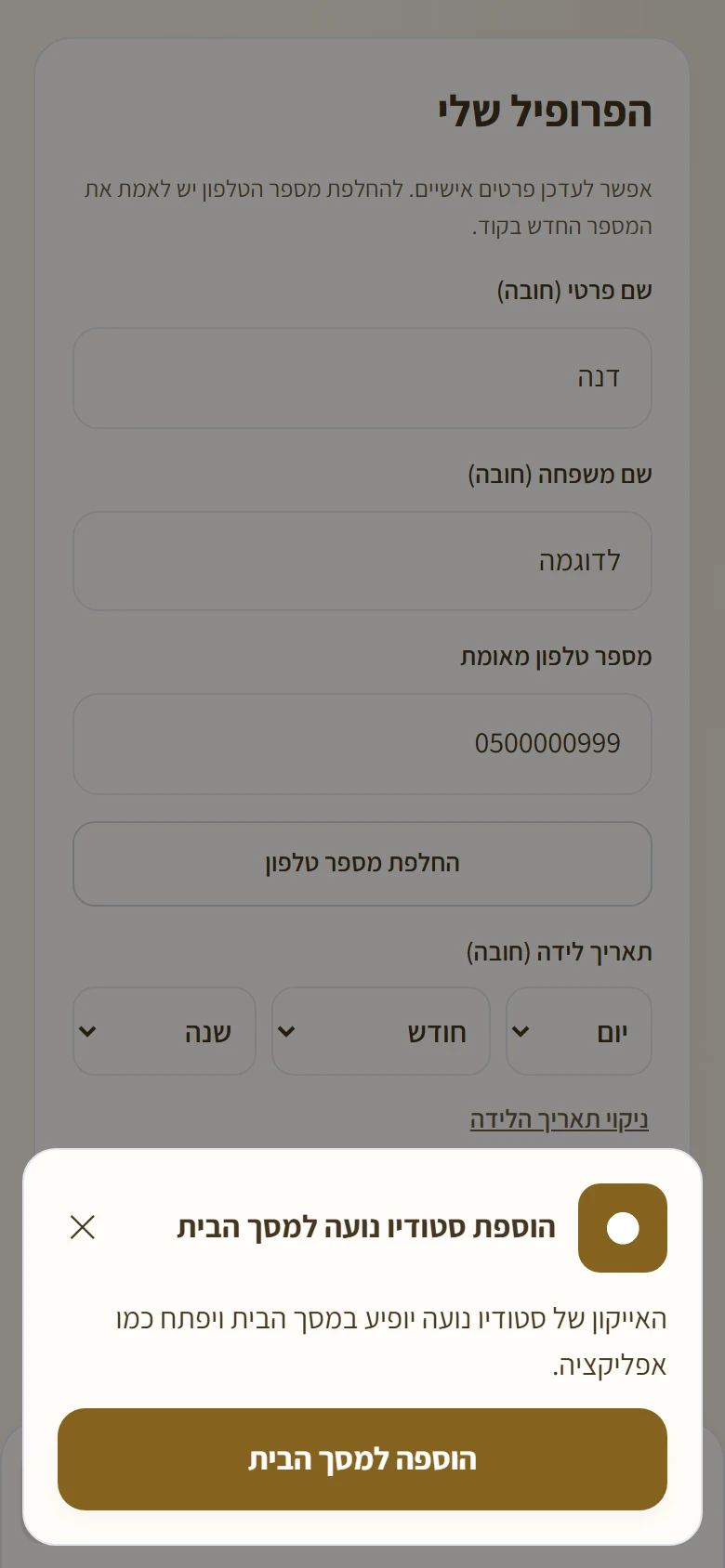חלון הוספה למסך הבית באנדרואיד